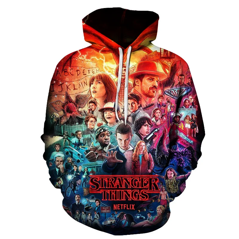 

Stranger Things Men Women Hoodies Hooded Casual Hip Hop Streetwear Long Sleeves Sweatshirts Boys Girls AutumnTops Coats