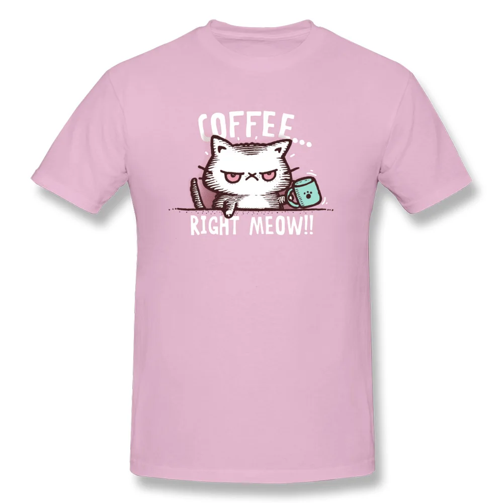 Футболка в стиле хип-хоп кофейная с надписью Meow Повседневная футболка для мужчин