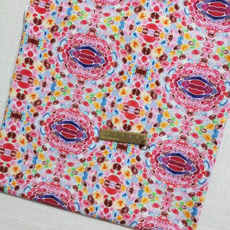 

Viaphil 100% Cotton Fabric Brand New Colorful Crystal Stone Printed Sewing Cloth Dress Clothing Textile Tissue
