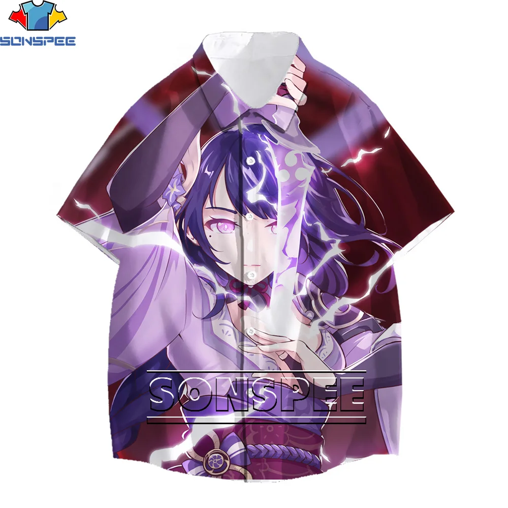 

SONSPEE Popular anime game Genshin Impact 3D print shirt Popularity Goddess Keqing Casual Harajuku Men and Women Loose Size Top