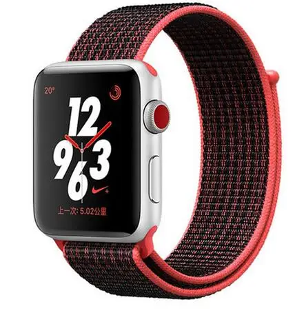 Red Black Цвета нейлоновый спортивный бесшовный репликация Band для Apple Watch серии 1/2/3 Легкий из мягкой дышащей ткани с вязанными лямками, 38, 42 мм, версия - Цвет ремешка: Red Black