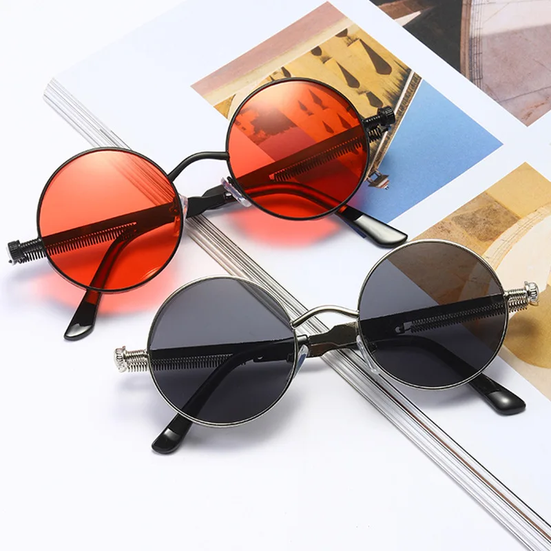 

Vintage Steampunk Sunglasses Woman 2020 Brand New Retro Gothic Round Sun Glasses Ocean Lens Female Oculos De Sol KardashianUV400