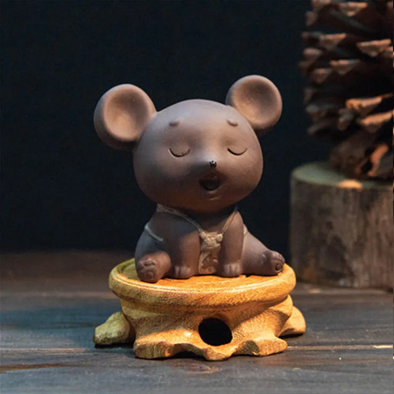 

Jusen 7.5cm*7cm Ceramic Cute Lucky Mouse Tea Pet Teaware Figure Tea Accessorise Tea Ceremony Teaset Home Coffee Decorative