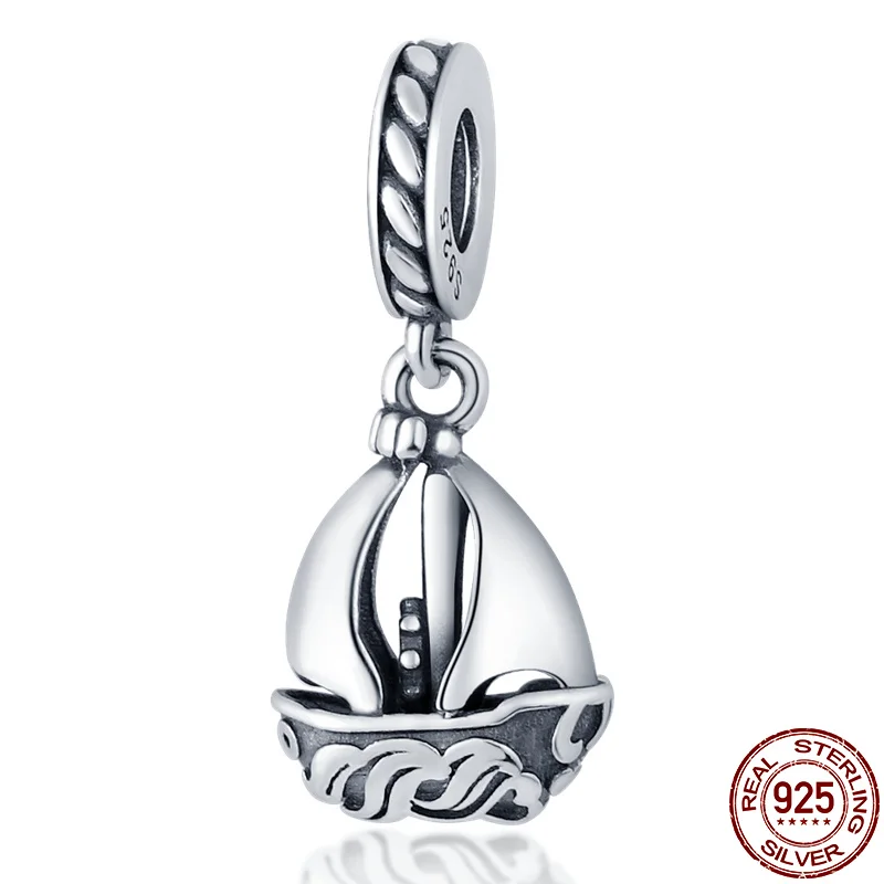 

2021 New 925 Sterling Silver Smooth Sailing Boat Charm&Bead Fit Original Pandora Bracelet&Bangle Making Fashion DIY Jewelry