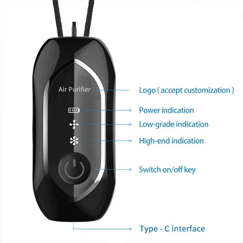 

New USB Portable Air Purifier Personal Hanging Necklace With Negative Ion Air Freshener-No Radiation For Adults Kids