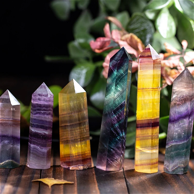 

Natural Hexagonal Crystal Quartz Healing Fluorite Wand Stone Purple Green Gem Clearance Rough Stone Decoration Lucky Bless 2021