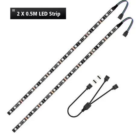 2 м задняя печатная плата RGB игровая Светодиодная лента корпус ПК освещение 12 В 4pin 5050 RGB коннектор(+ 12 В, G, R, B) для Mid Tower DIY Aura Sync M/B освещение - Испускаемый цвет: 2x50cm strip set