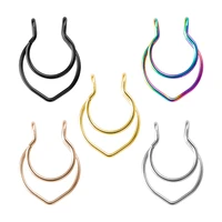 1 6pcs stainless steel nose ring fake septum piercing non piercing clip on nose rings hoop faux lip stud for women body jewelry