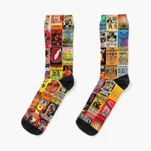 A Collage Of Band Rock  Crew Socks Breathable Autumn Unisex Pattern Ladies Comfortable Girls Black C
