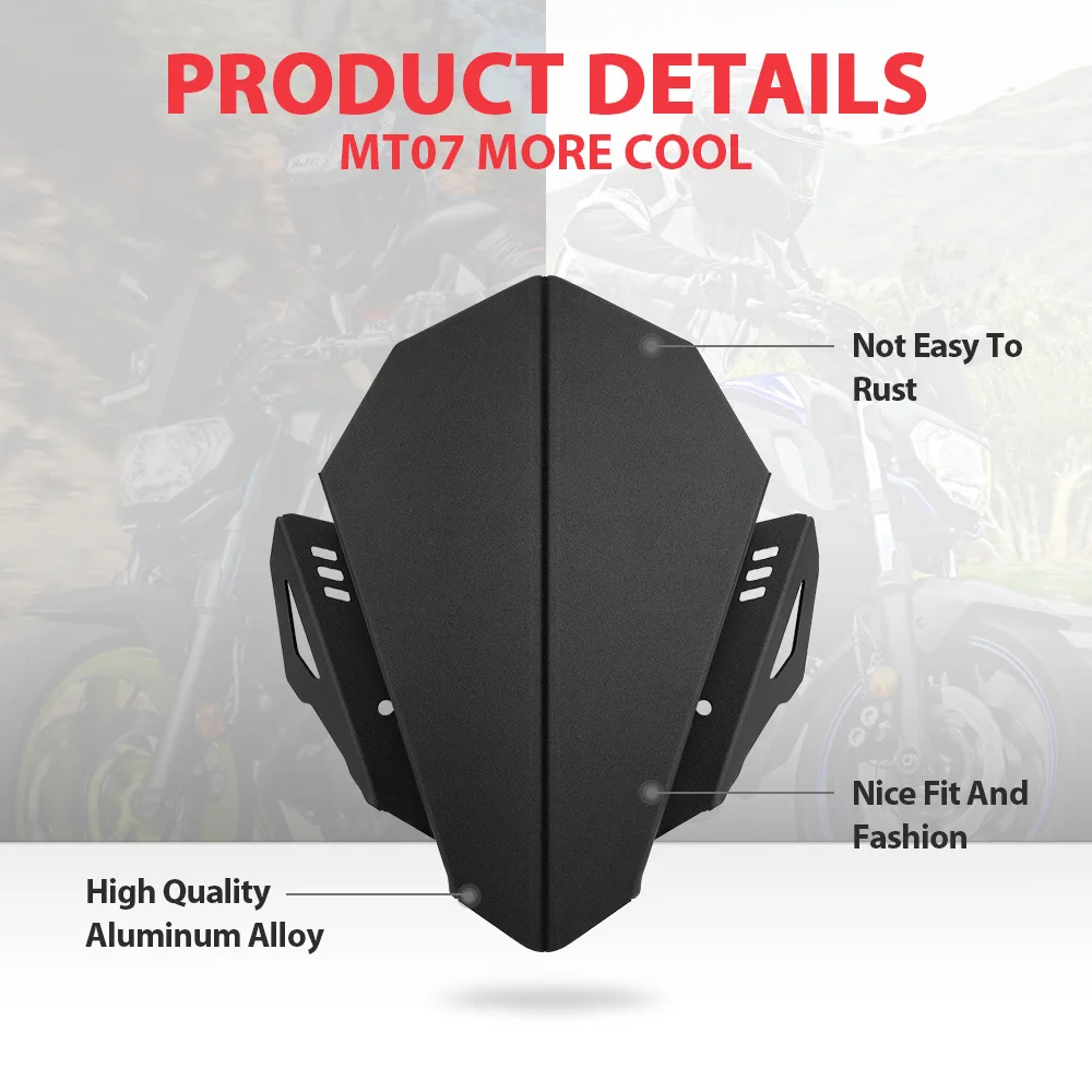 Kemimoto Мотоцикл с ЧПУ лобовое стекло для YAMAHA MT 07 MT07 2018 2019 FZ07 FZ алюминиевая рамка