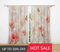 simple peony nordic flower relief customized bedroom cartoon childrens room princess bay window punch hook blackout curtain