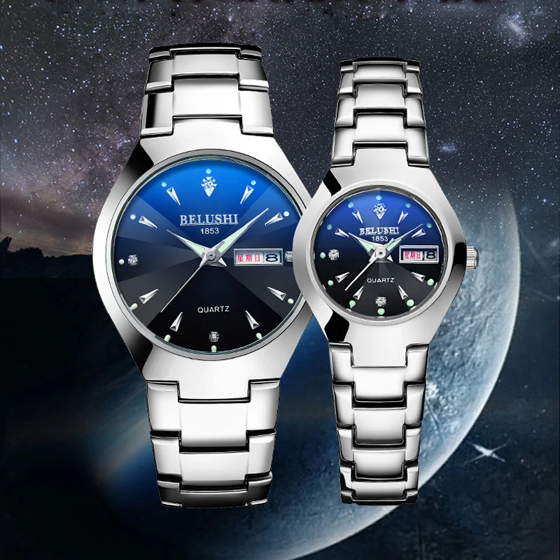 Часы наручные мужские и женские модные парные водонепроницаемые кварцевые из