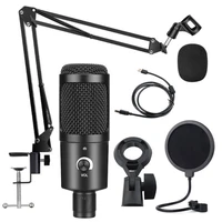 professional usb computer microphones kit with adjustable scissor arm stand shock mount for pc laptop singing gaming streaming