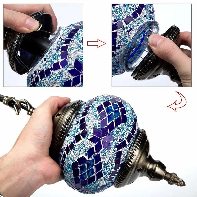 Andmade Турецкая мозаичная Настольная лампа с алмазной мозаики Фонари Бронзовый