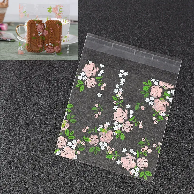 Clear And Rose LBSISI Life 100 шт 10*10+ 3 см мешки для печенья, конфет для дома Рождество свадебное украшение самоклеящаяся пластиковая упаковка для пищевых продуктов полипропиленовый подарочный пакет - Цвет: Clear And Rose