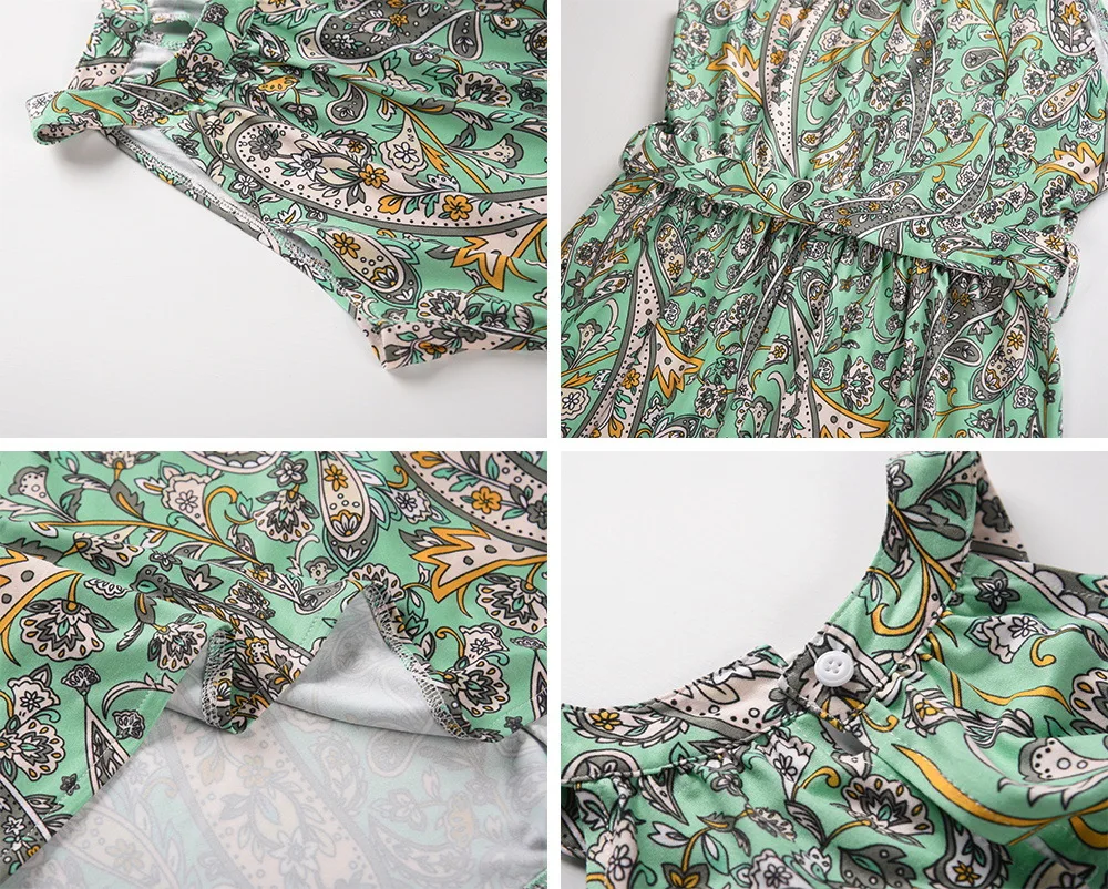 Женское платье в стиле бохо весна-лето 2020 круглый вырез высокая талия длина по