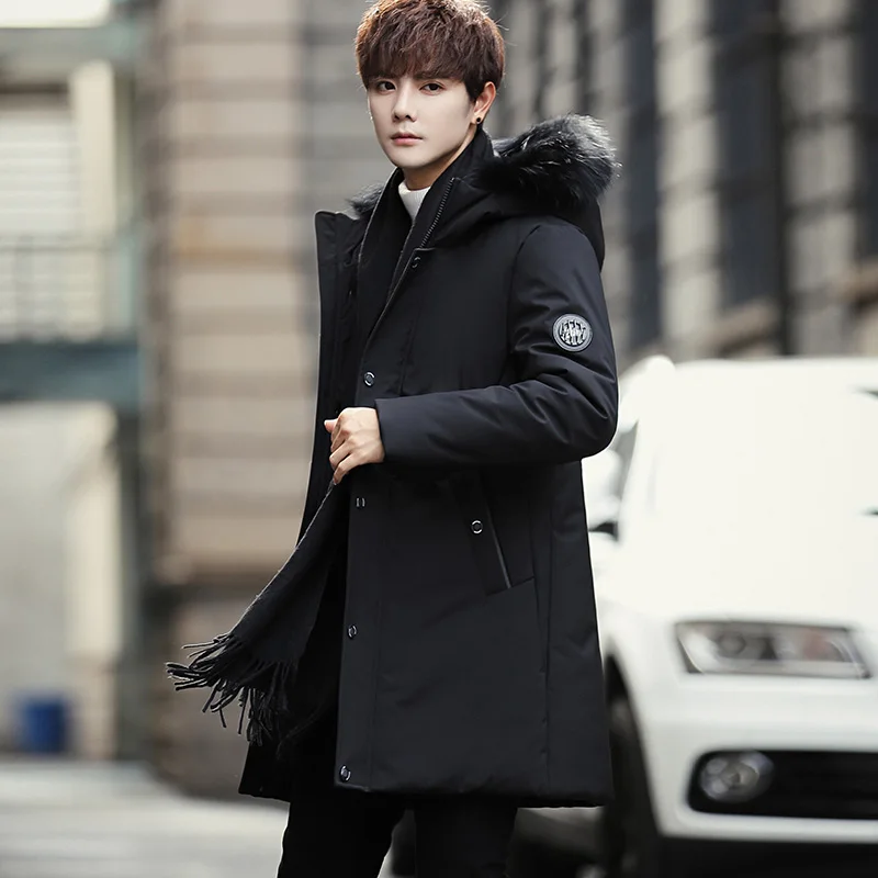

TFETTERS Brand 2021 New Clothing Down Men Feather Long Coats Winter Men Solid Fashion Overcoat Outerwear Warm Parkas
