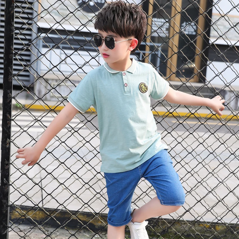 Детская одежда для мальчиков комплект из 2 предметов футболка-поло с коротким
