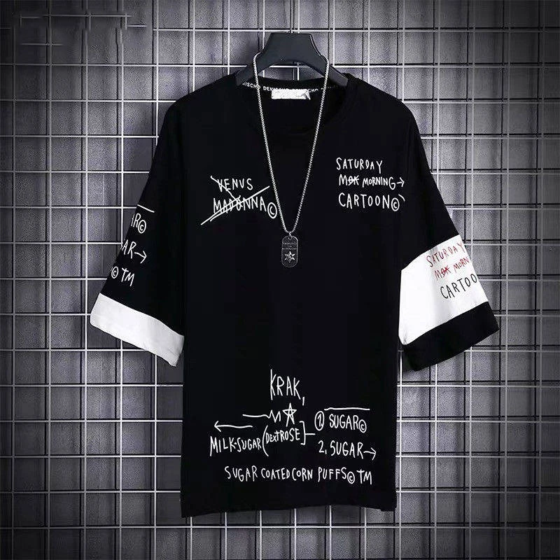Футболка мужская в стиле Харадзюку короткий рукав топ футболка хип-хоп уличная