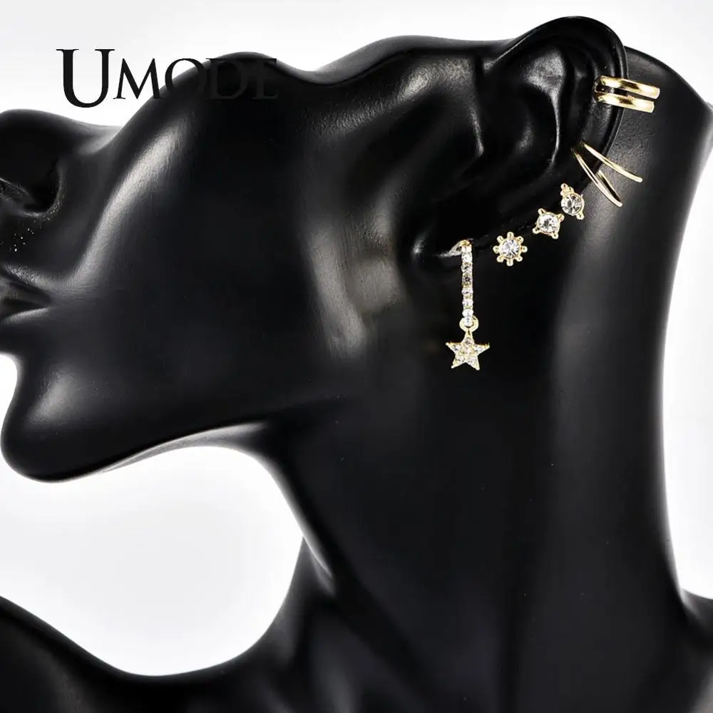 UMODE 6 шт. маленькие серьги набор для женщин звезда серьги цветок серьги-гвоздики стразы серьги Boho Vsco девушки трендовые ювелирные изделия PE1495