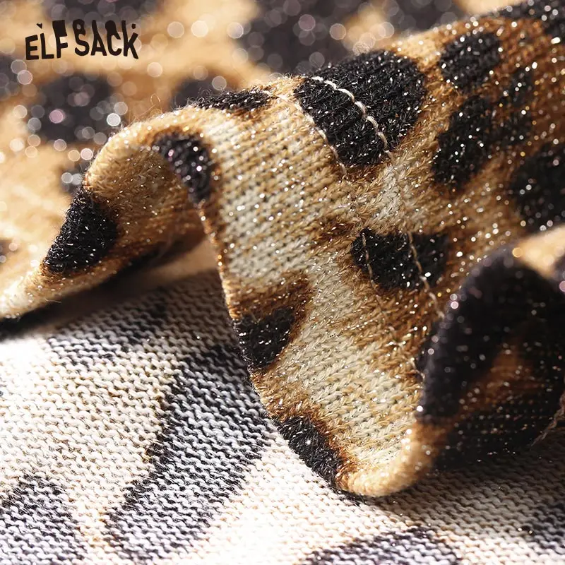 ELFSACK сексуальные леопардовые женские футболки модные блестящие винтажные