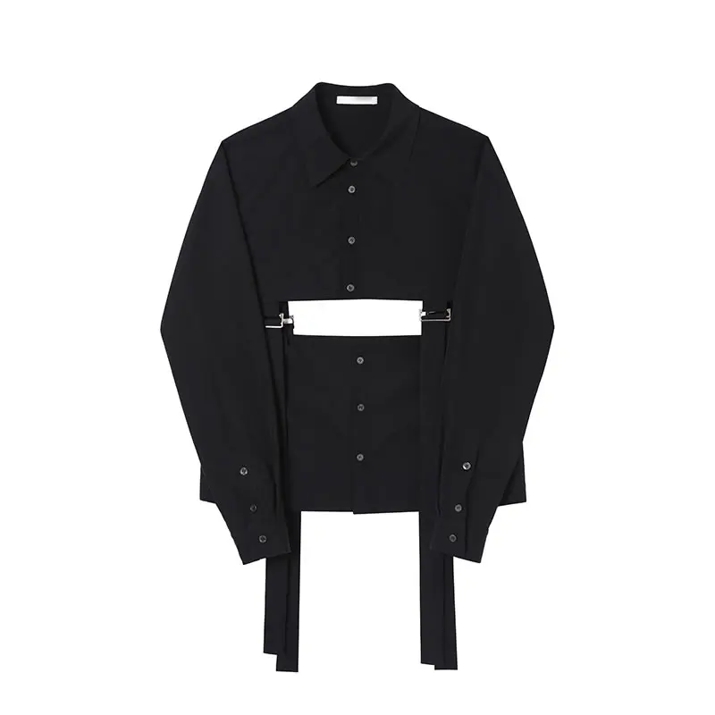 

XITAO White Black Blouse Fashion New Hollow Out Full Sleeve Goddess Fan Casual Style 2021 Summer Drawstring Shirt WLD6300