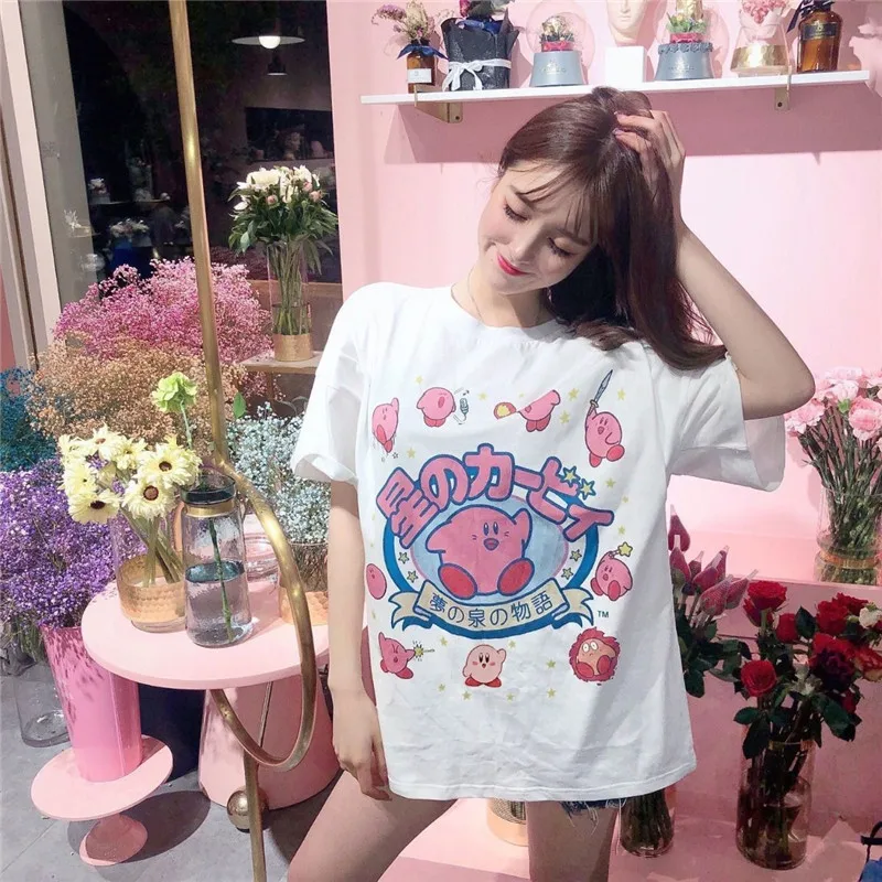 

Japanese Harajuku Cute Cartoon White Short-sleeved T-shirt Female Summer Korean Loose Soft Girl T-shirt Student Tees Tops