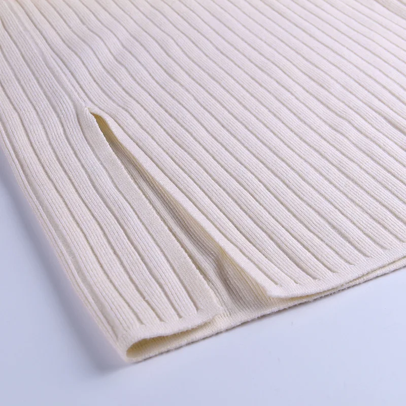 Модная Осенняя трикотажная облегающая юбка с Боковым Разрезом Женская средней