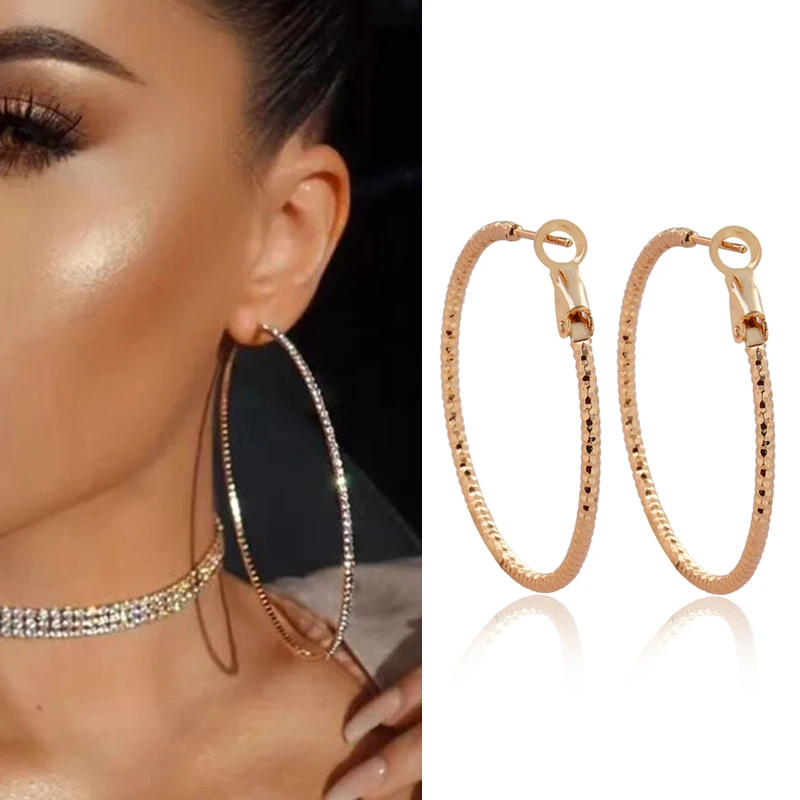 Модные большие серьги кольца для женщин Звездные круглые эффектные