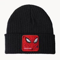 marvel the avengers new spiderman cartoon anime figures woolen knitted hat spid man series winter children solid color hats gift