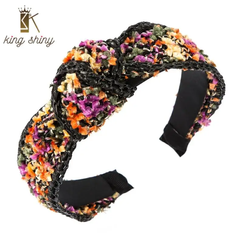 

Vintage Korean Hand Made Bowknot Headband for Woman Elegant Weaving Top Knotted Twisted Hairband Girls Hair Accessories Headwear