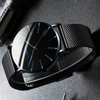 Часы наручные мужские ультратонкие, модные минималистичные простые деловые кварцевые с сетчатым ремешком из нержавеющей стали, 2021