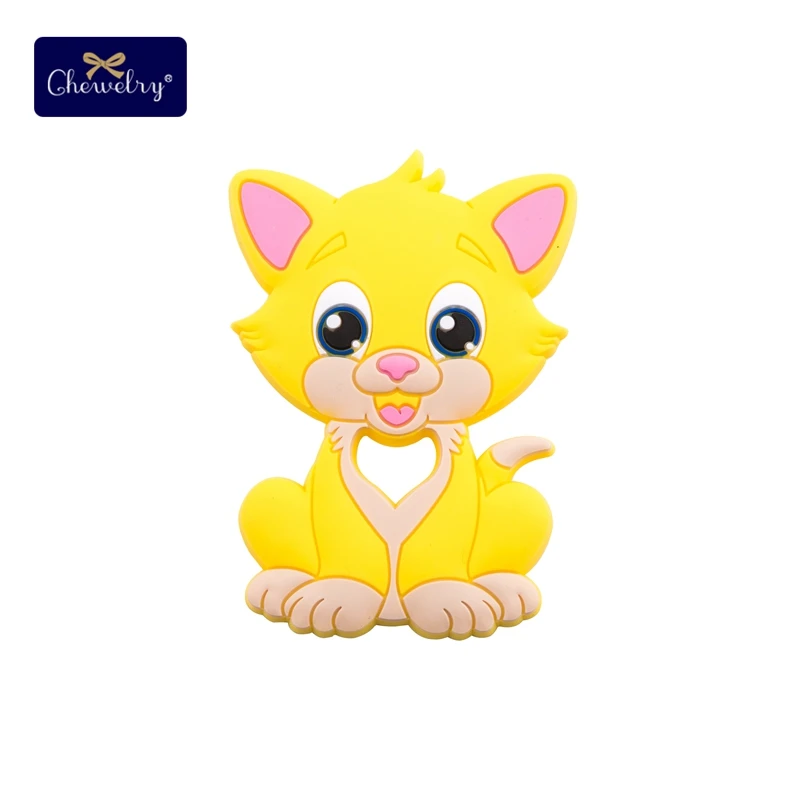 Yellow Cat BPA Бесплатно Детские Прорезыватели детские товары Детские Силиконовые Прорезыватели для зубов с белкой прорезиненное Силиконовое ожерелье для прорезывания зубов детские бусины - Цвет: Yellow Cat