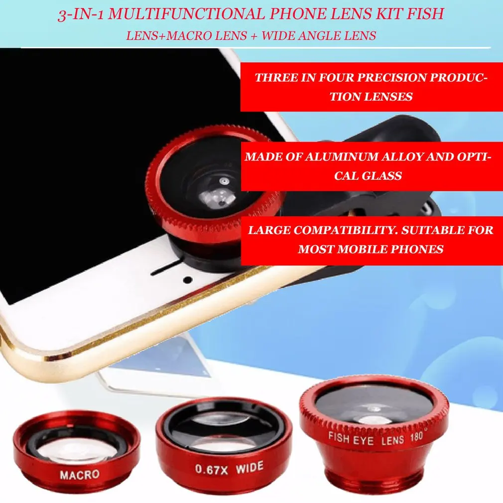 

4-In-1 Multifunctional Phone Lens Kit Fashion High-Grade Aluminum Alloy Transform Phone Into Professional Camera