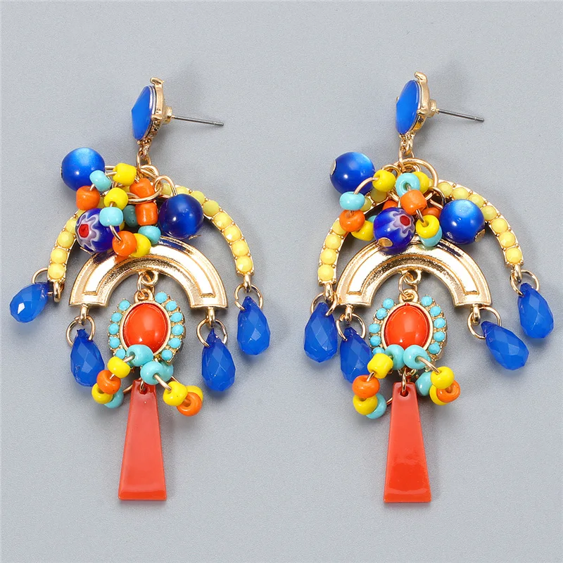

JUJIA Bohemian Beaded Big Tassel Earrings For Women Vintage Statement Drop Dangle Earrings Boho Handmade Jewelry
