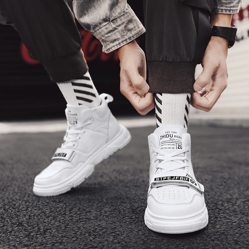 Белые высокие мужские кроссовки для скейтборда оригинальные большие размеры 48
