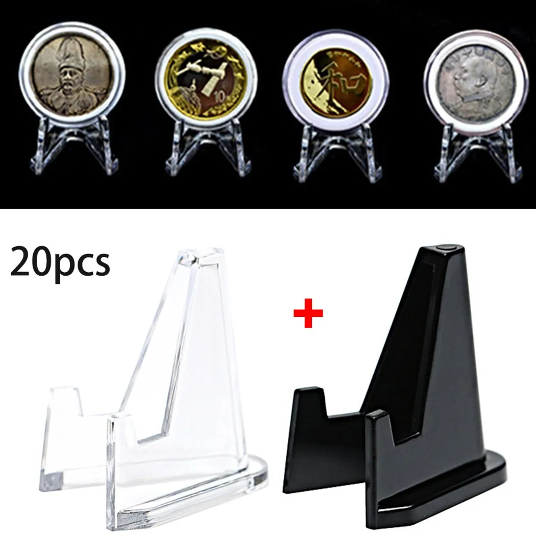

20pc Display Stand, Small Round Box, Small Square Box, Paper Clip Identification Box (medium Size) 10*black+10*transparent