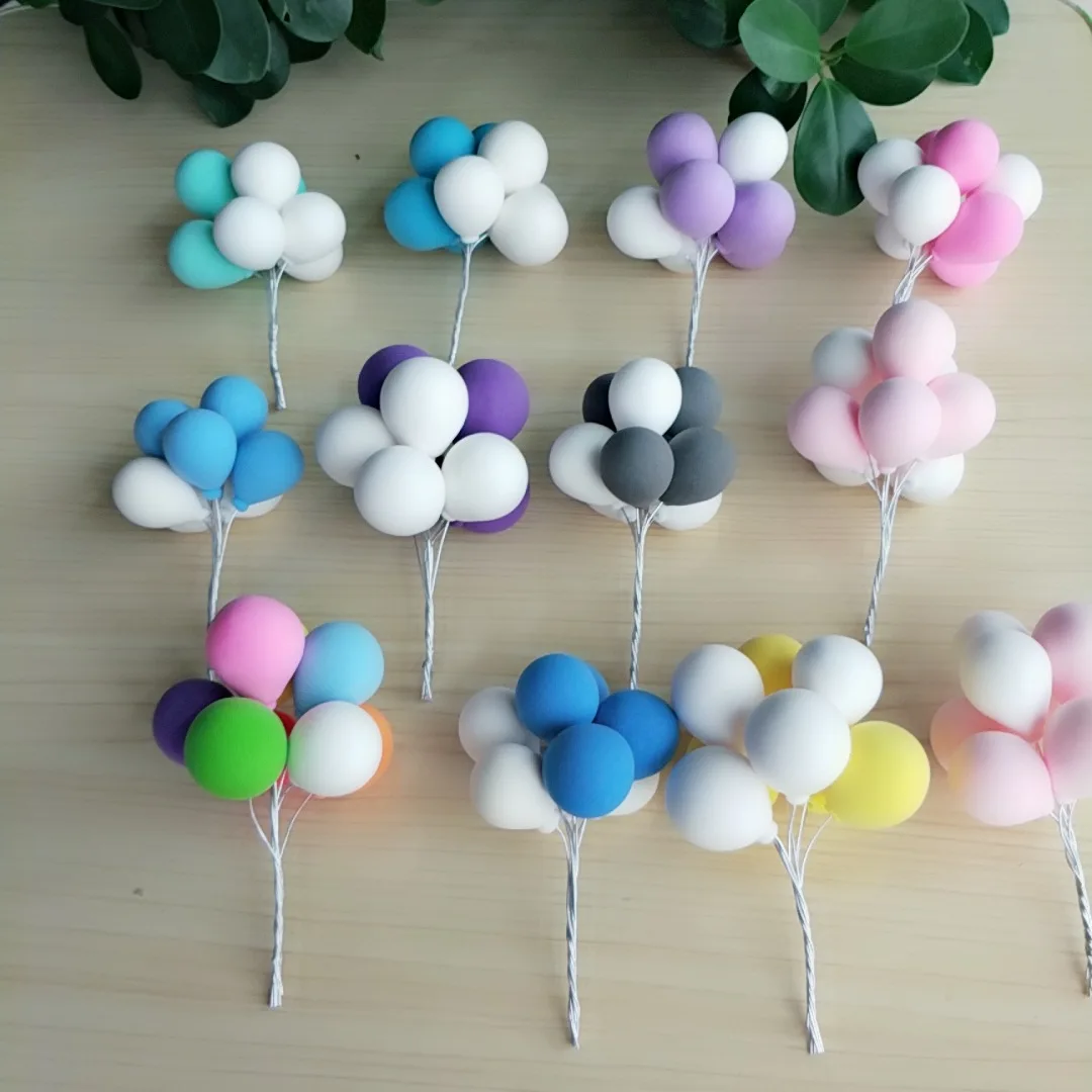 

8pcs New Color Clay Balloon Cake Topper 6 Styles Kids Favor Sweet Unicorn Birthday Party Decor Baby Shower Ballon Cake Topper