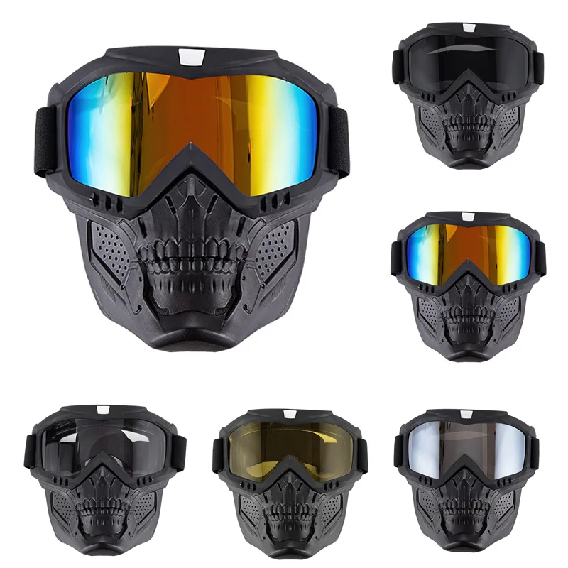 Motorcycle Goggles Mask Windproof Skull Motocross Goggles Racing Helmet Anti-ultraviolet Dust-proof Cycling Protective Glasses