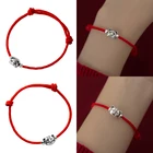 Женский браслет из серебра 925 пробы, со знаками Зодиака, Тигром и Красной веревкой