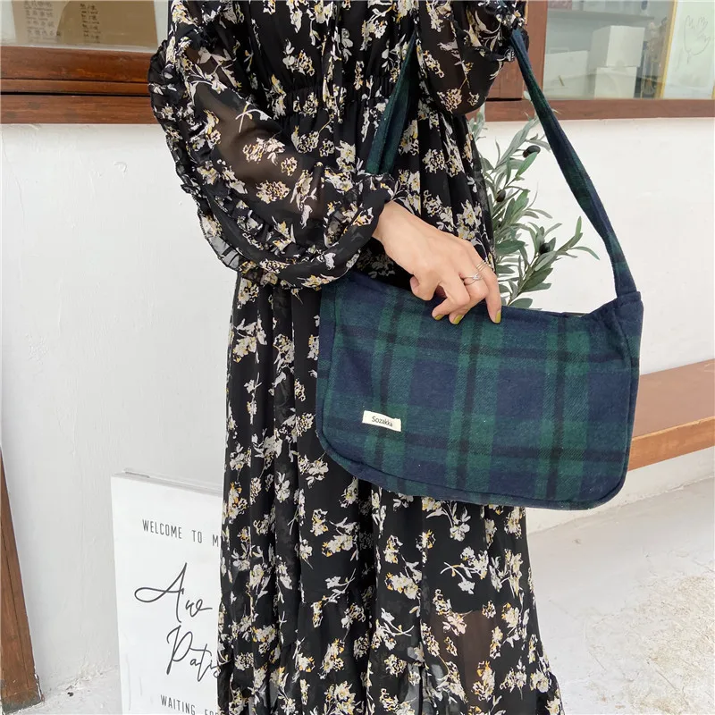 Однотонная сумка на одно плечо милая холщовая мессенджер для девочек женская в