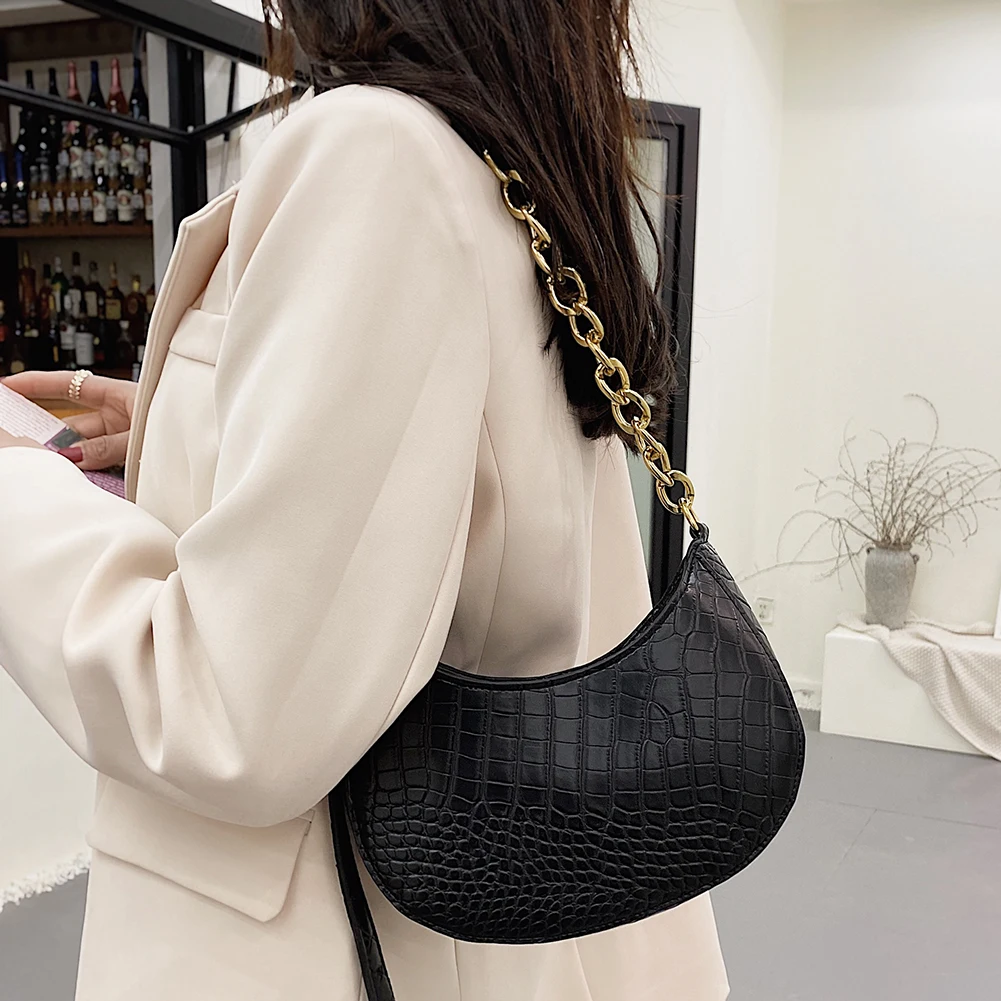 

Fashion PU Leather Bag Alligator Pattern Shoulder Underarm Women Hobos Handbags Fashion Crocodile Pattern Mini Shoulder Bags