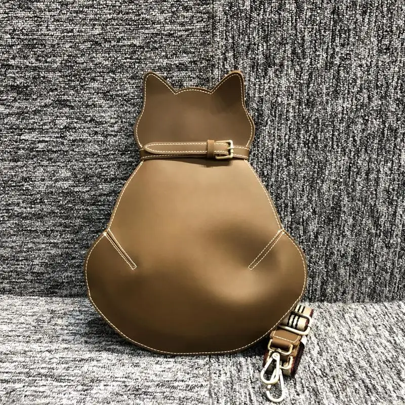 

Genuine Leather Chest Bag Unique Style Cute Cat Womens And Children 2021 New Leather Feminina Shoulder Travel Wallet Shell