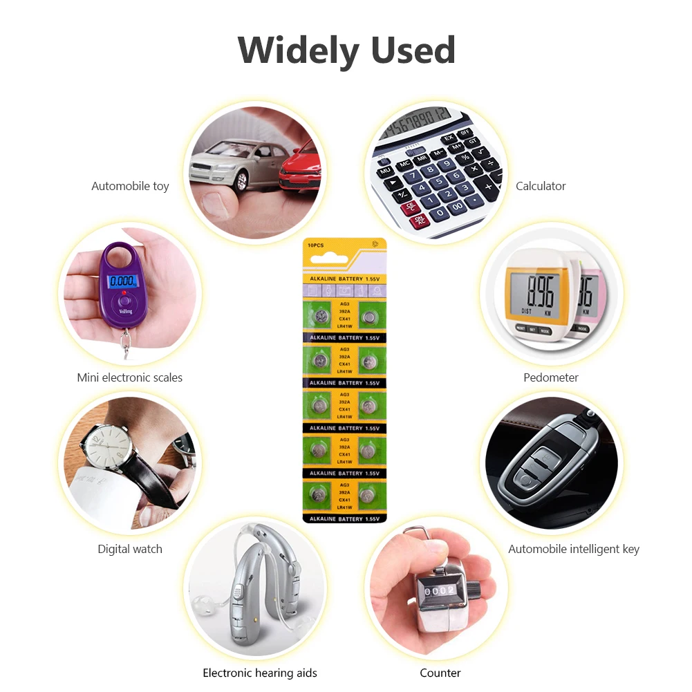 

10pcs/pack AG3 LR41 392 Button Batteries SR41 192 Cell Coin Alkaline Battery 1.55V L736 384 SR41SW CX41 For Watch Toy Controller