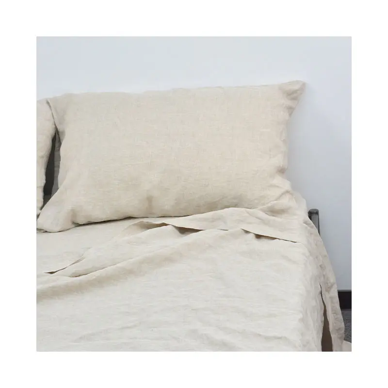 100 France Linen Fitted Bed Sheet Set 3pcs Hemp Elastic Fit Sheets Home Hotel Fix Matress Cover 30cm Deep Coverlet Textiles images - 6
