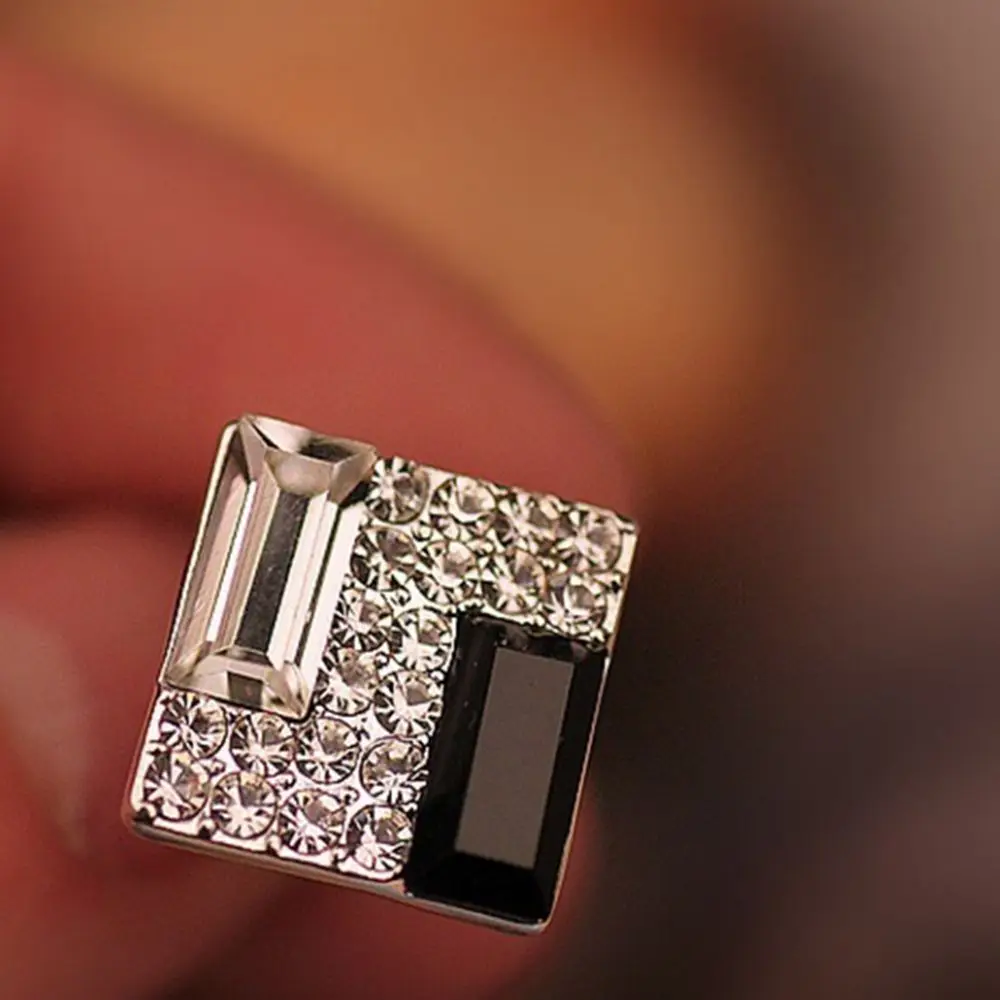 1 пара модные женские туфли в стиле ретро Квадратный Черная Эмаль Стразы Серьги