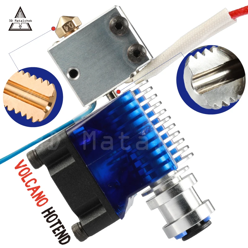 3D Matalchok принтер 12 В/24 В Volcano латунь/медь сопло J head Hotend Kit для 0 4 мм 1 75 Нити Экструдер