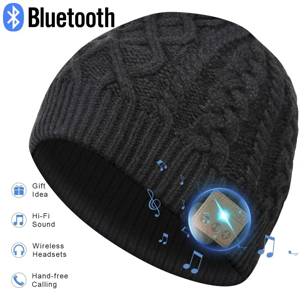 Зимний спортивный смарт беспроводной Bluetooth гарнитура вязаная шапка наушники Bluetooth модный музыкальный плеер шляпа наушники Рождественский подарок