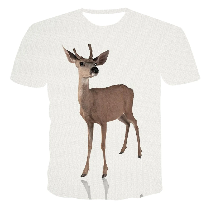 

2021 New Summer T-Shirt Unisex Short-Sleeved 3D Printing T-Shirt Fawn Series Round Neck Pullover XXS-6XL
