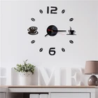 Кафе DIY большие настенные часы бескаркасные гигантские настенные часы современный дизайн кафе кофейная кружка кофейные зерна Настенный декор кухонные настенные часы J50